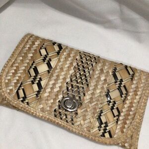 Woven Straw Clutch Wallet - Natural